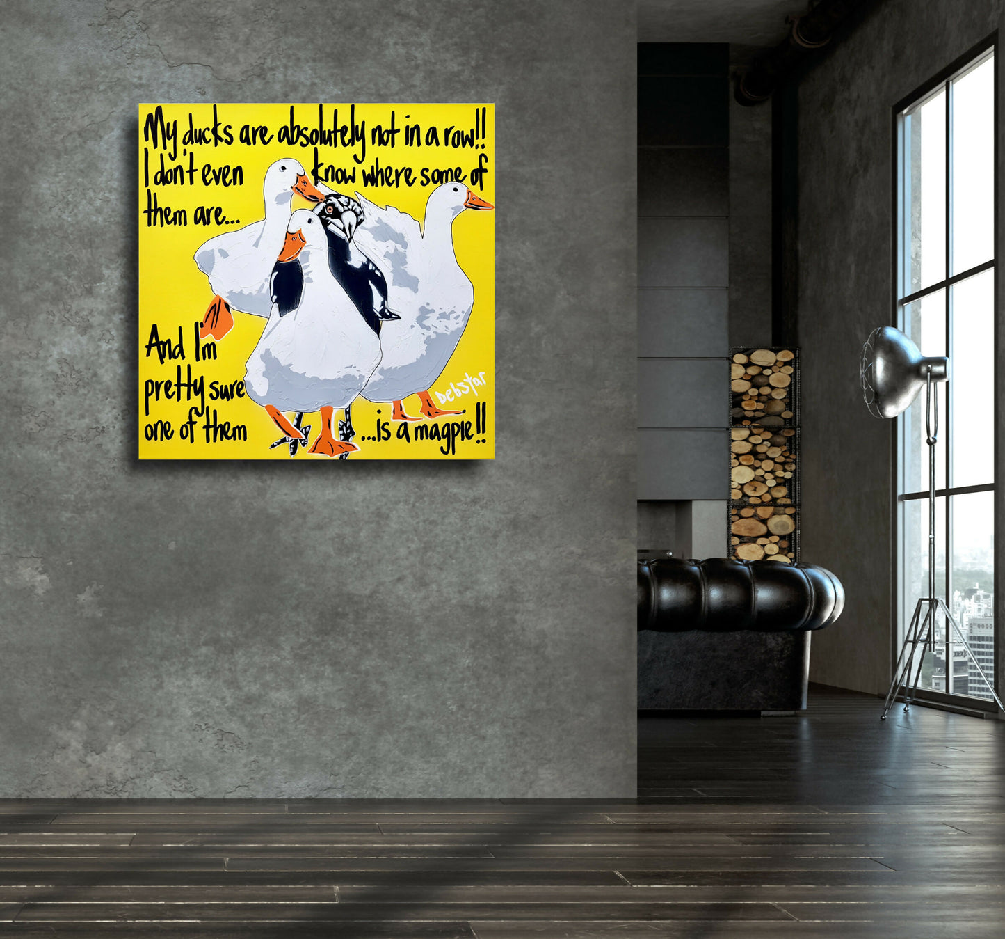 yellow-ducks-in-a-row!-pop-art-deborah-lang-art-urban-canvas-5