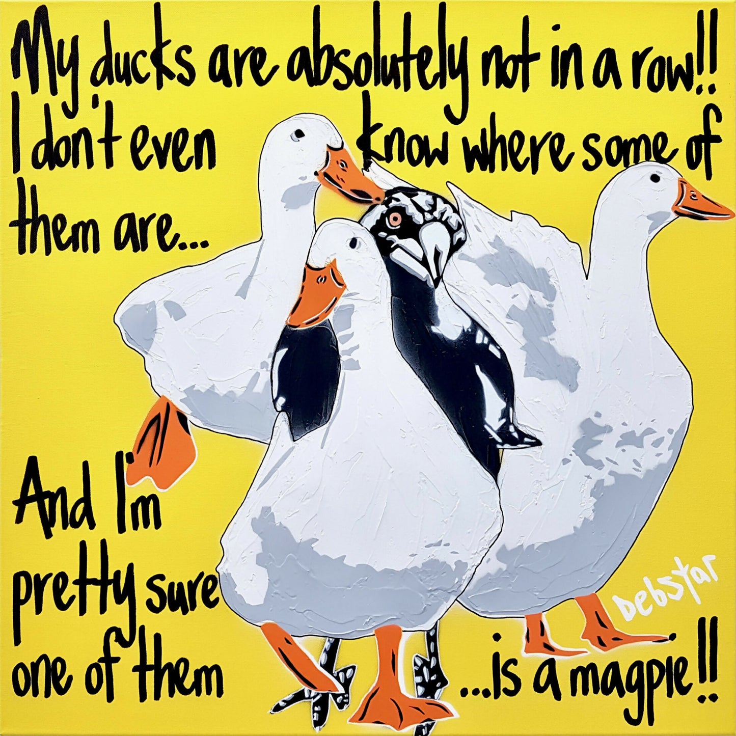 yellow-ducks-in-a-row!-pop-art-deborah-lang-art-urban-canvas-1