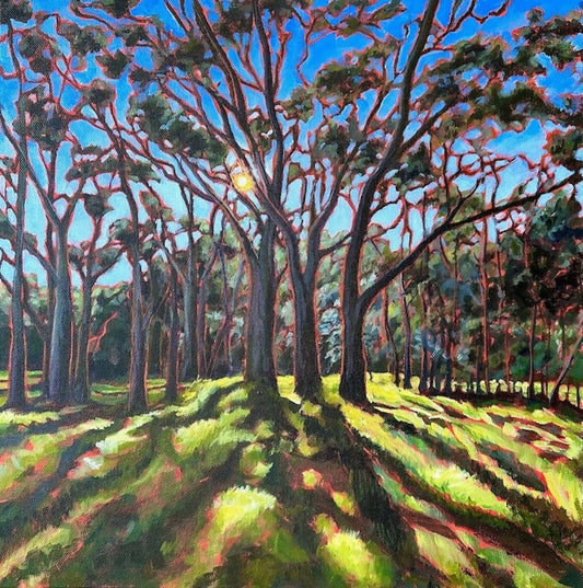 Through the Trees 2023 Acrylic on thick edge canvas 40.6 x 40.6cm Image Courtesy of Celia Moriarty small file