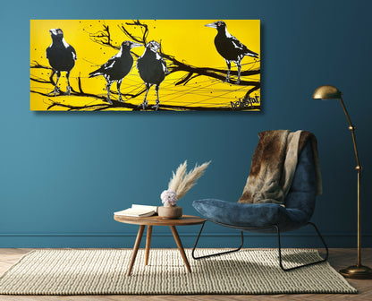 Mischievous Magpies Yellow Pop