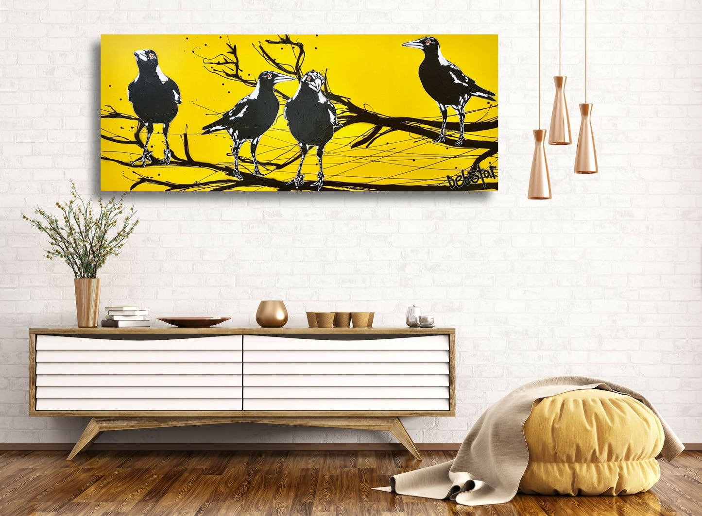 Mischievous Magpies Yellow Pop