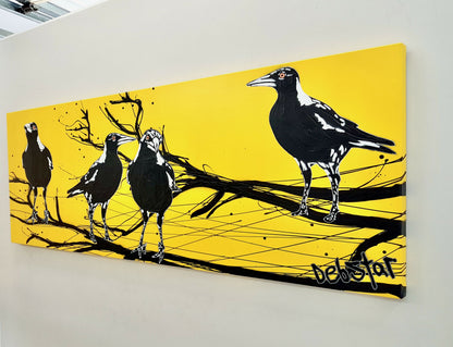Mischievous Magpies Yellow Pop