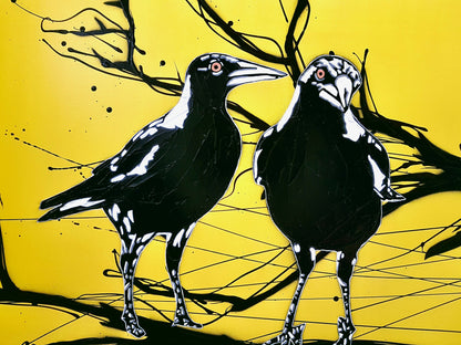 Mischievous Magpies Yellow Pop