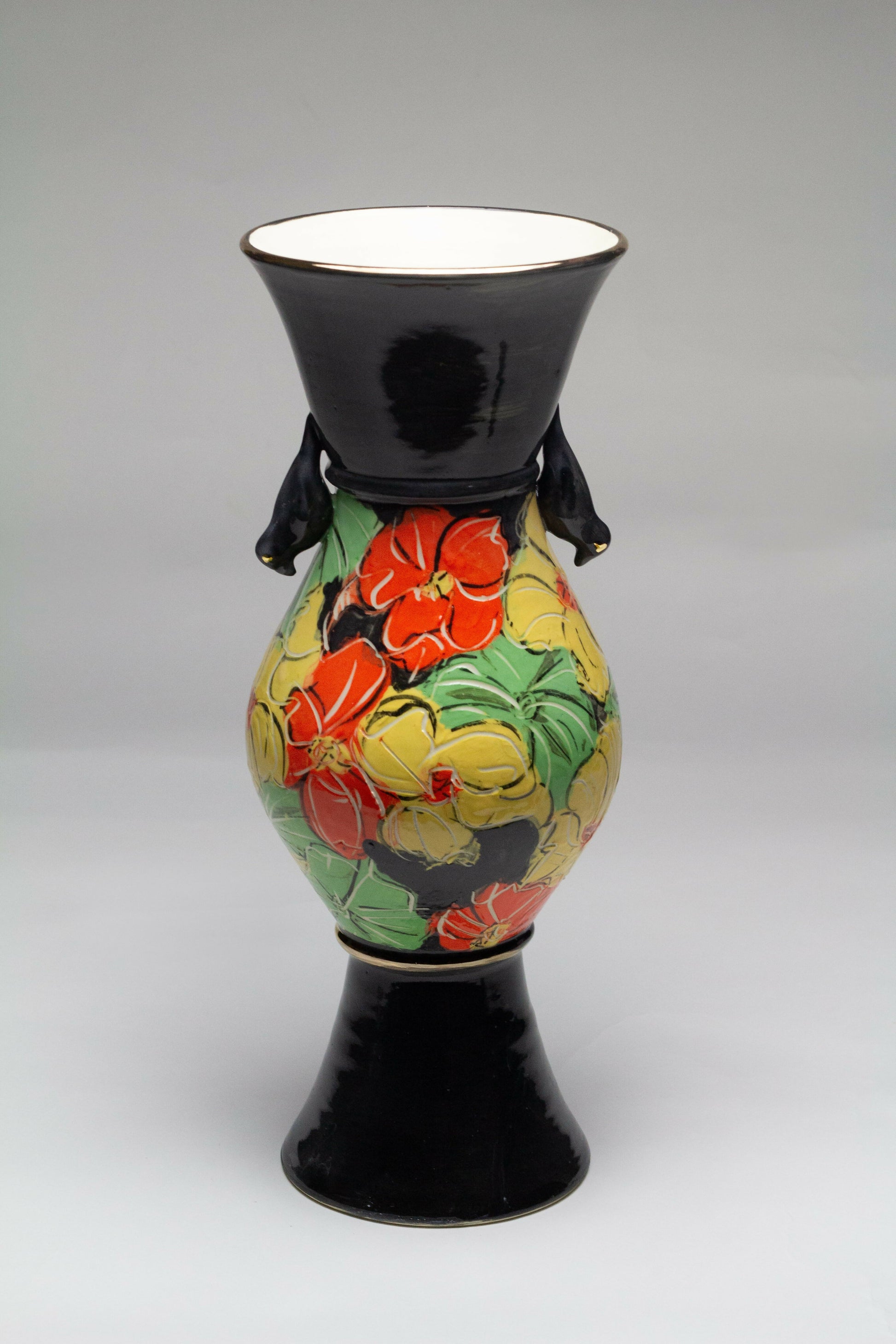 Nasturtium Urn with finches #1