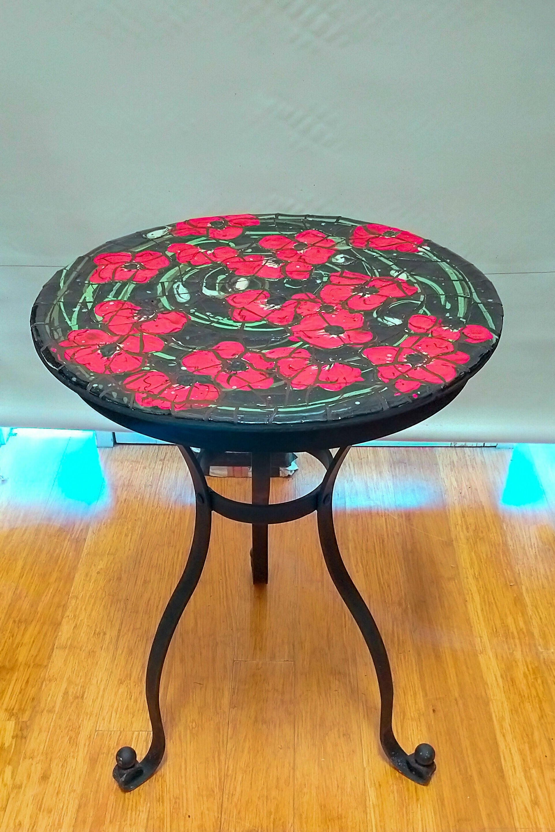 Tile Topped Table -Rad Poppies-