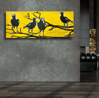 Mischievous Magpies Yellow Pop