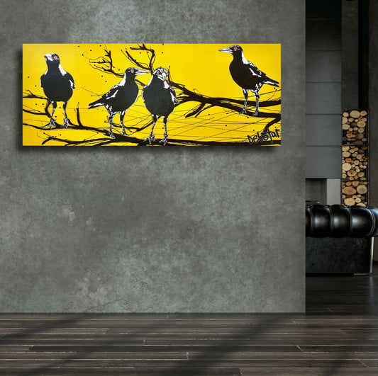Mischievous Magpies Yellow Pop