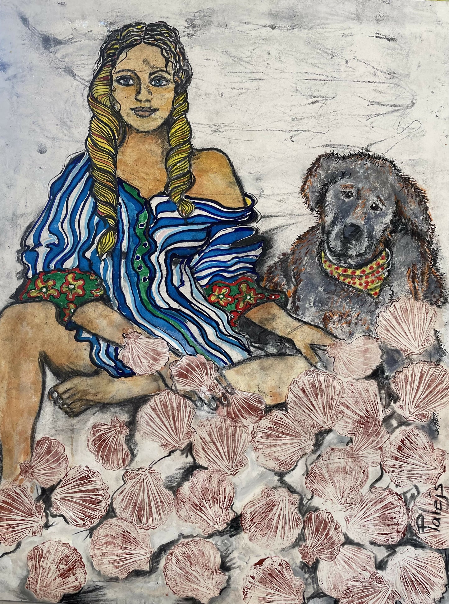 Shells .Girl and Dog