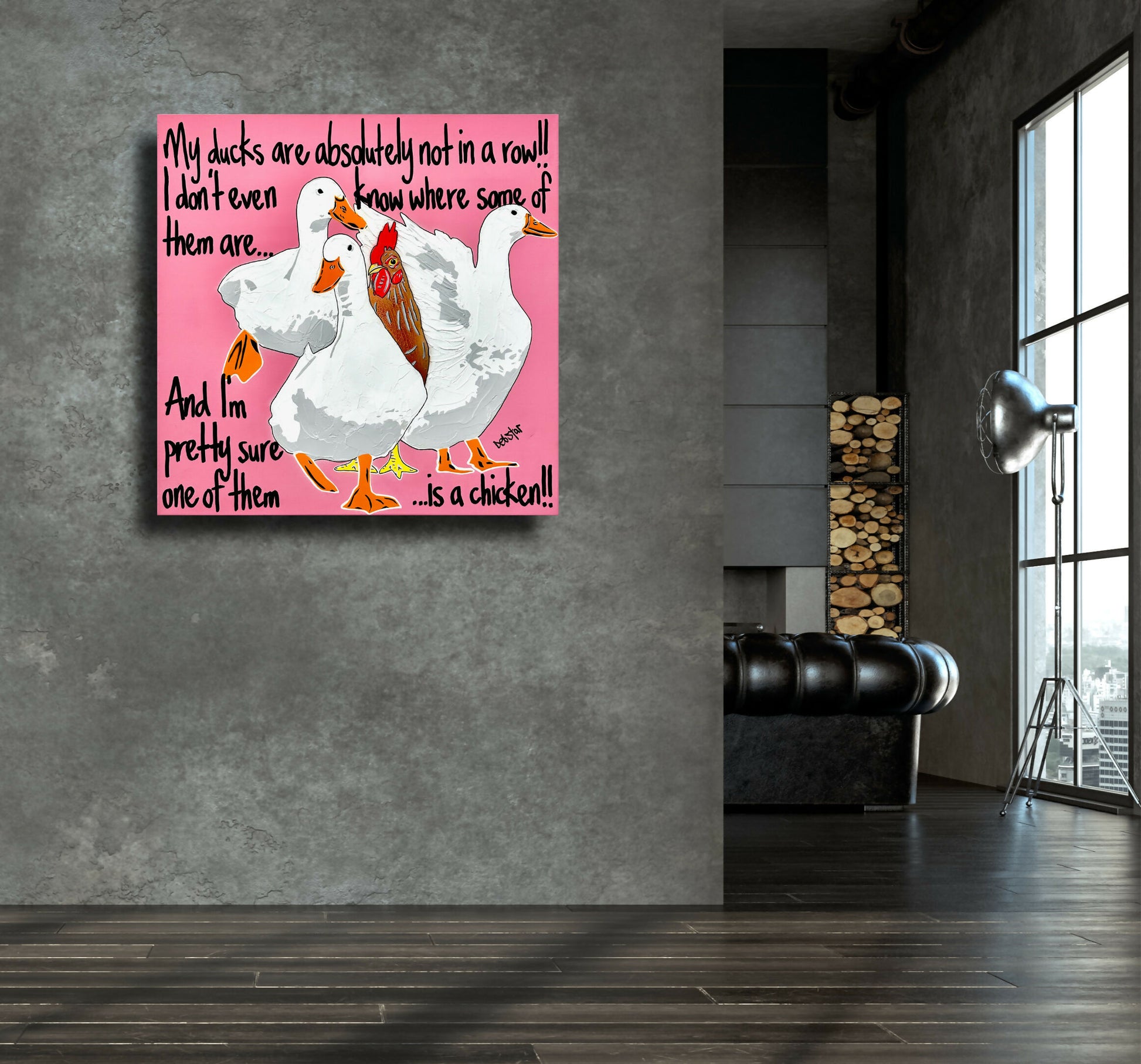 ducks-in-a-row-pink-chicken-pop-art-deborah-lang-debstar-art-urban-canvas-5